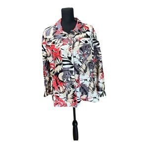Draper's & Damon's button-up shirt/jacket with a multicolor floral & leaf print
